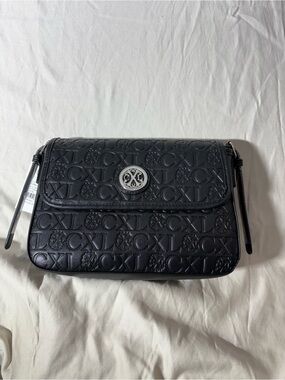 Embossed Leather Crossbody Bag in Black